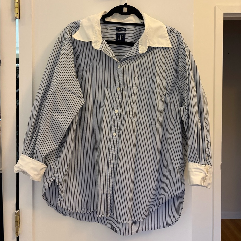 GAP Striped Button Down - Size L Petite